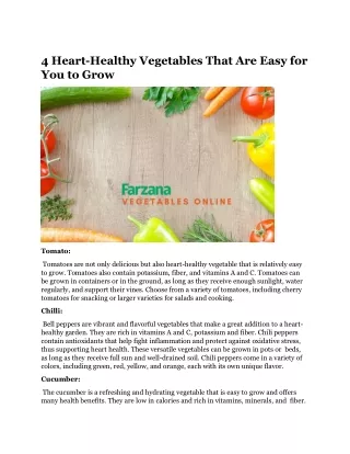 4 Heart-Healthy Vegetables That Are Easy for You to Grow