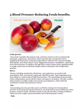 5 Blood Pressure-Reducing Foods benefits.