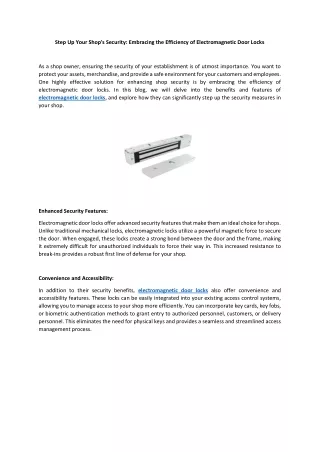 Step Up Your Shop's Security Embracing the Efficiency of Electromagnetic Door Locks