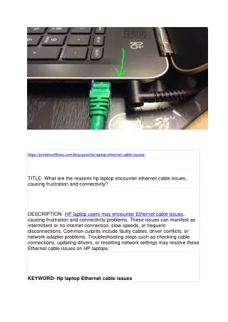 What are the reasons hp laptop encounter ethernet cable issues, causing frustrat
