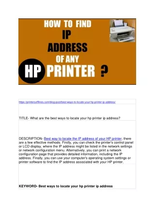 What are the best ways to locate your hp printer ip address?