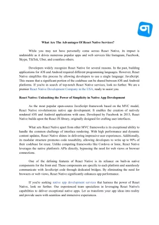 What Are The Advantages Of React Native Services