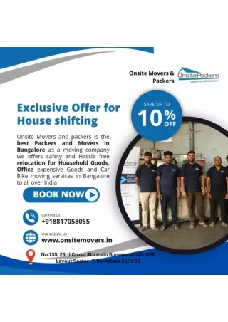 Onsite Movers and Packers- Household Shifting in Bommanahalli