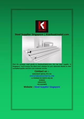 Steel Supplier Singapore  Kianhuatmetal com