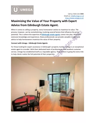 Maximizing the Value of Your Property with Expert Advice from Edinburgh Estate Agent