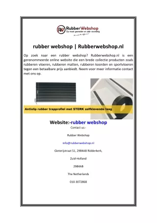 rubber webshop  Rubberwebshop.nl