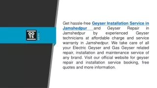 Geyser Installation Service In Jamshedpur  OOTS