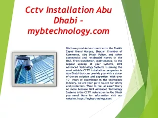 Cctv Installation Abu Dhabi - mybtechnology.com