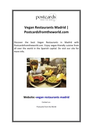 Vegan Restaurants Madrid  Postcardsfromtheworld.com