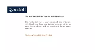 The Best Ways To Hide Your Sex Doll  Zxdoll.com