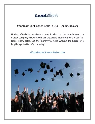 Affordable Car Finance Deals In Usa  Lendmesh.com  3