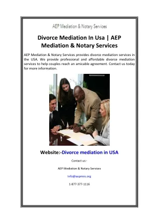 Divorce Mediation In Usa  AEP Mediation & Notary Services