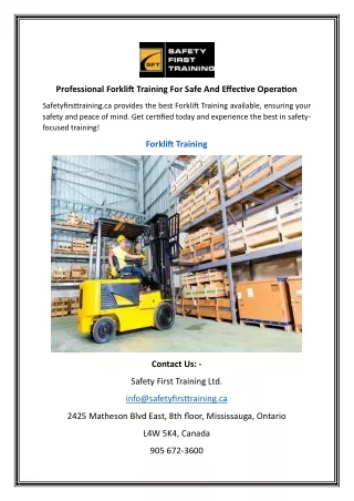 Professional Forklift Training For Safe And Effective Operation
