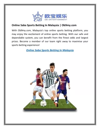 Online Saba Sports Betting In Malaysia | Ob9my.com