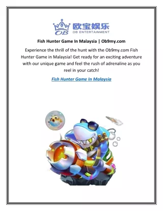 Fish Hunter Game In Malaysia | Ob9my.com
