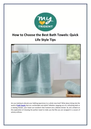 How to Choose the Best Bath Towels Quick Life Style Tips