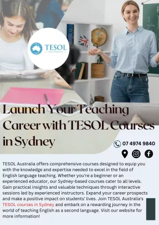 Launch Your Teaching Career with TESOL Courses in Sydney