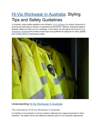Styling Tips and Safety Guidelines - Hi-vis in Australia
