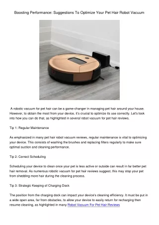BoostingPerformanceSuggestionsToOptimizeYourPetHairRobotVacuum