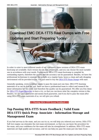 Download EMC DEA-1TT5 Real Dumps with Free Updates and Start Preparing Today