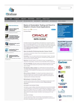 Basics of Automation Testing and How It is Helpful in Oracle Cloud Applications