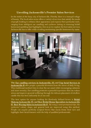 Unveiling Jacksonville's Premier Salon Services