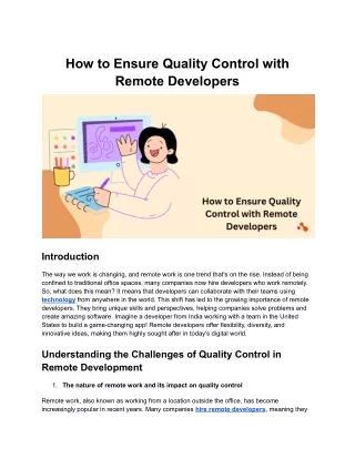 How to Ensure Quality Control with Remote Developers