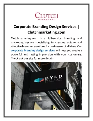 Corporate Branding Design Services | Clutchmarketing.com