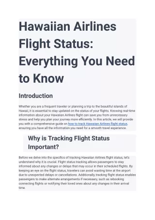 Hawaiian Airlines Flight Status_ Everything You Need to Know