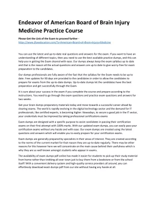 Endeavor of American Board of Brain Injury Medicine Practice Course