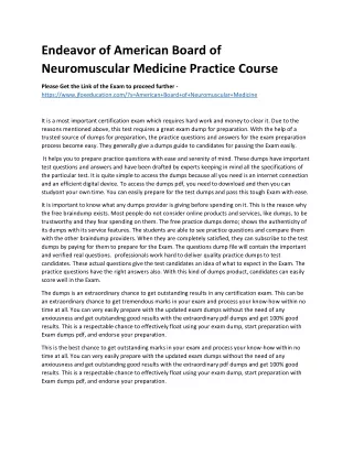 Endeavor of American Board of Neuromuscular Medicine Practice Course