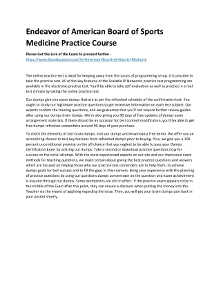 Endeavor of American Board of Sports Medicine Practice Course