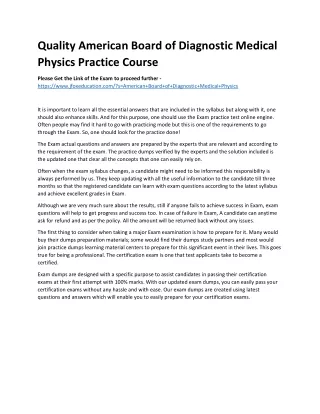 Quality American Board of Diagnostic Medical Physics Practice Course