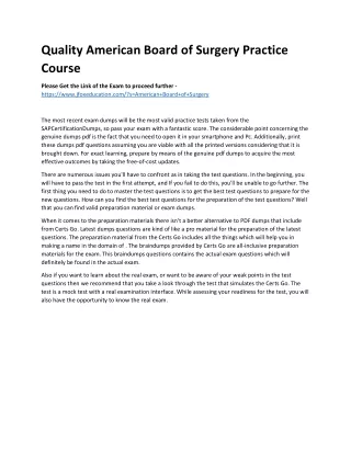 Quality American Board of Surgery Practice Course