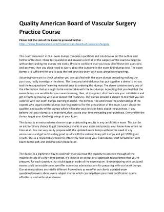 Quality American Board of Vascular Surgery Practice Course