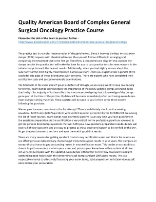 Quality American Board of Complex General Surgical Oncology Practice Course