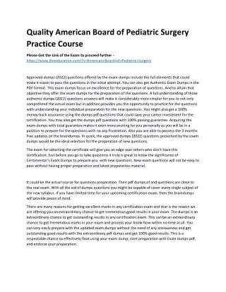 Quality American Board of Pediatric Surgery Practice Course