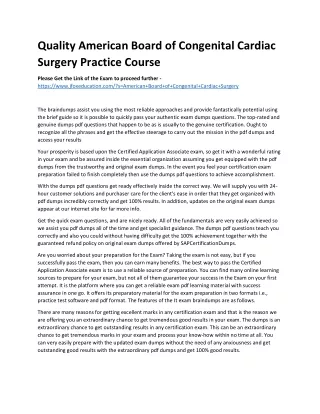 Quality American Board of Congenital Cardiac Surgery Practice Course