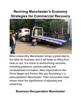 Reviving Manchester’s Economy Strategies for Commercial Recovery