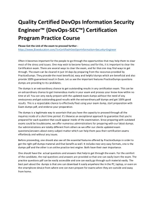 Quality Certified DevOps Information Security Engineer™ (DevOps-SEC™) Certificat