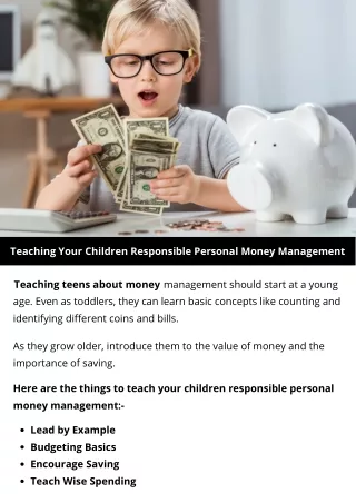 Teaching Your Children Responsible Personal Money Management