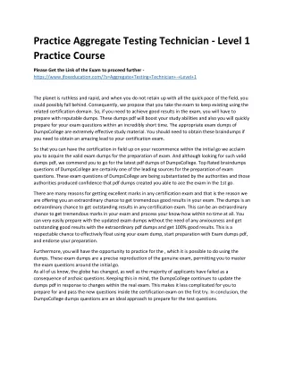 Practice Aggregate Testing Technician - Level 1 Practice Course