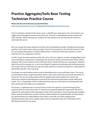 Practice Aggregate/Soils Base Testing Technician Practice Course