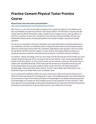 Practice Cement Physical Tester Practice Course