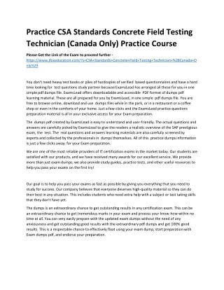 Practice CSA Standards Concrete Field Testing Technician (Canada Only) Practice