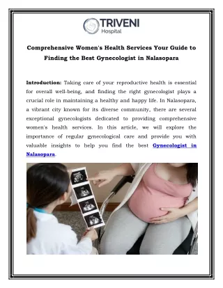 Comprehensive Women's Health Services Your Guide to Finding the Best Gynecologist in Nalasopara