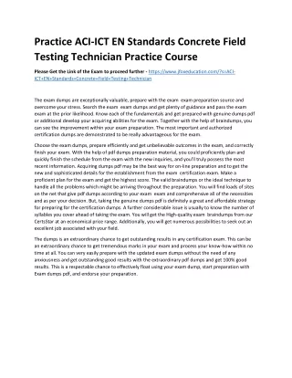 Practice ACI-ICT EN Standards Concrete Field Testing Technician Practice Course