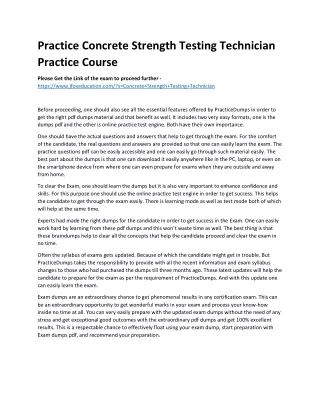 Practice Concrete Strength Testing Technician Practice Course