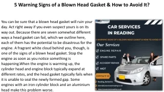 5 Warning Signs of a Blown Head Gasket & How to Avoid It?