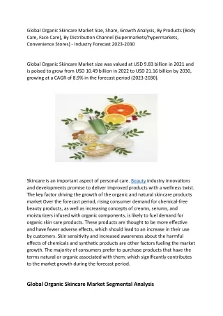Global Organic Skincare Market Size